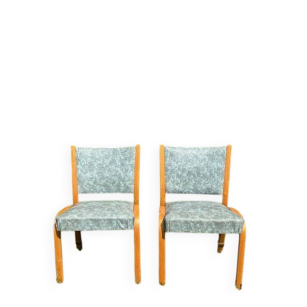 Paire de 2 chaises Steiner série Bow Wood 1950
