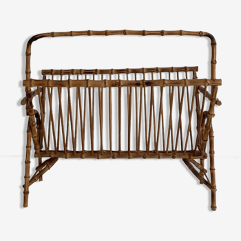 Rattan magazine holders faux-bamboo style