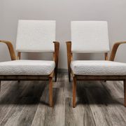 Mid-century wool boucle armchairs