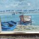 Breton seascape painting in the port of Guilvinec in 2002 by Antoine Stanisiere