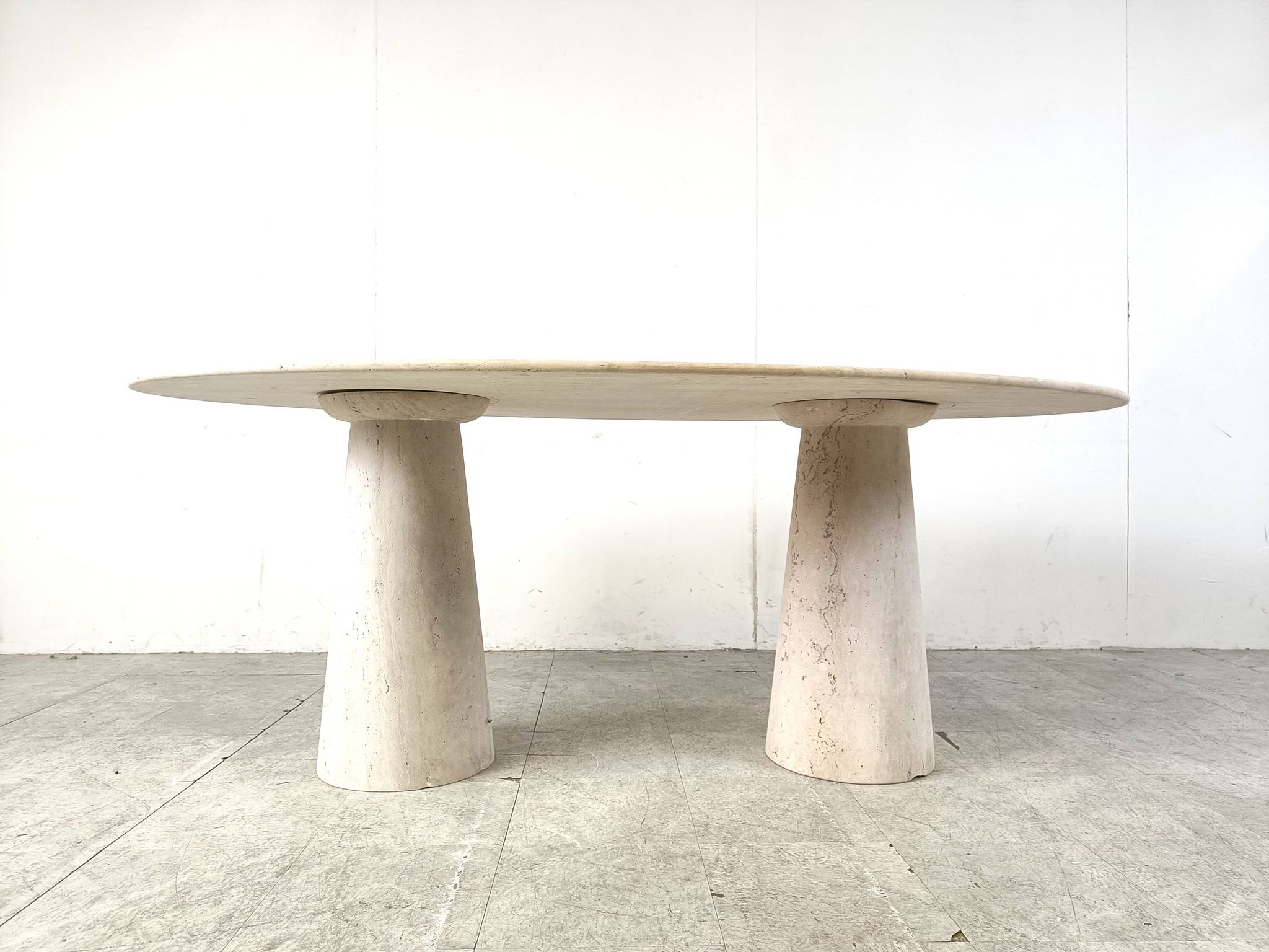 Vintage oval travertine dining table, 1970s