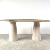 Vintage oval travertine dining table, 1970s
