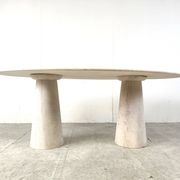 Vintage oval travertine dining table, 1970s