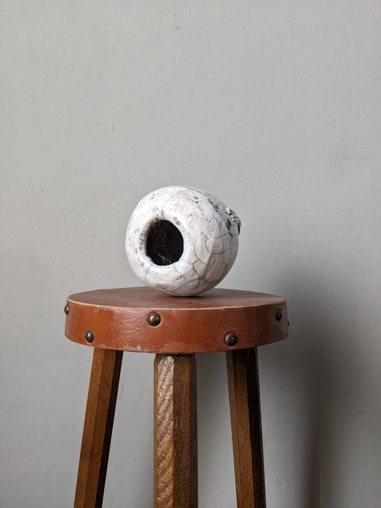 Handmade vase, Raku pottery, Japanese style, Japandi ceramics