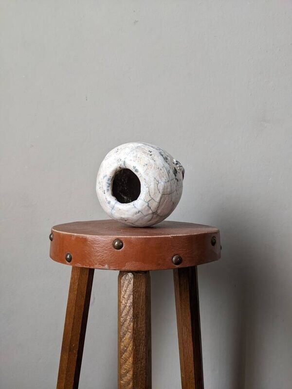 Vase artisanal poterie Raku japonisant japandi céramique