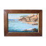 Peinture de paysage en bord de mer avec des rochers huile sur panneau