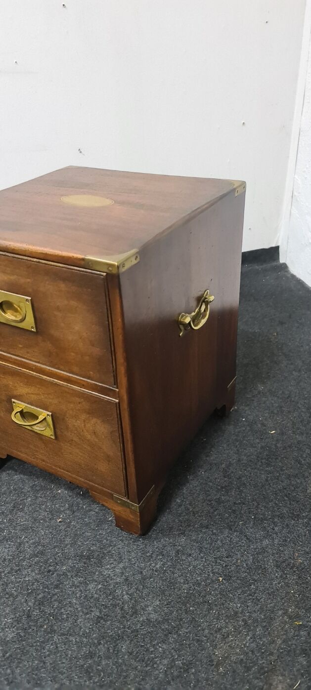 Vintage military campaign wooden bedside table by Reprodux England