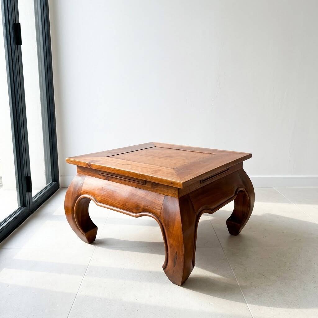 Traditional brown wooden coffee table