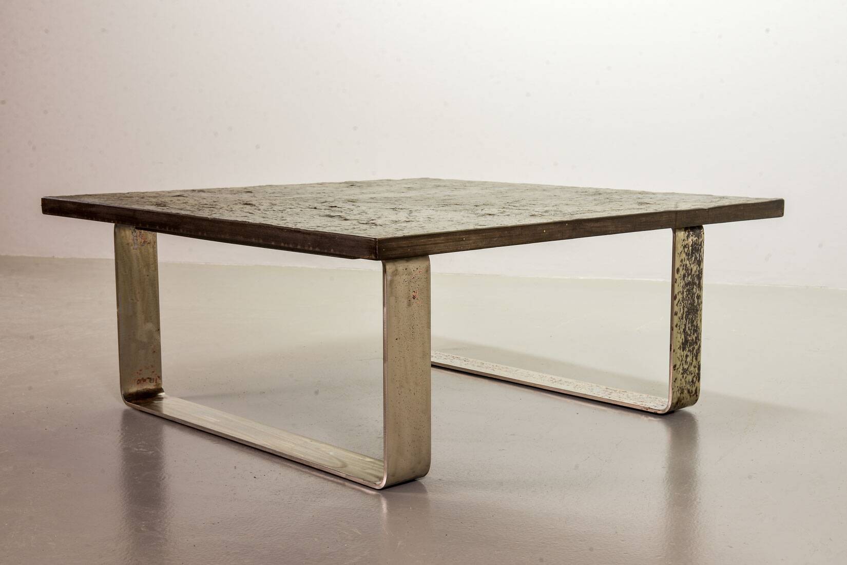 Ardesia Collection Square Slate Stone Coffee Table in Pia Manu Style, 1960s