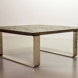 Ardesia Collection Square Slate Stone Coffee Table in Pia Manu Style, 1960s