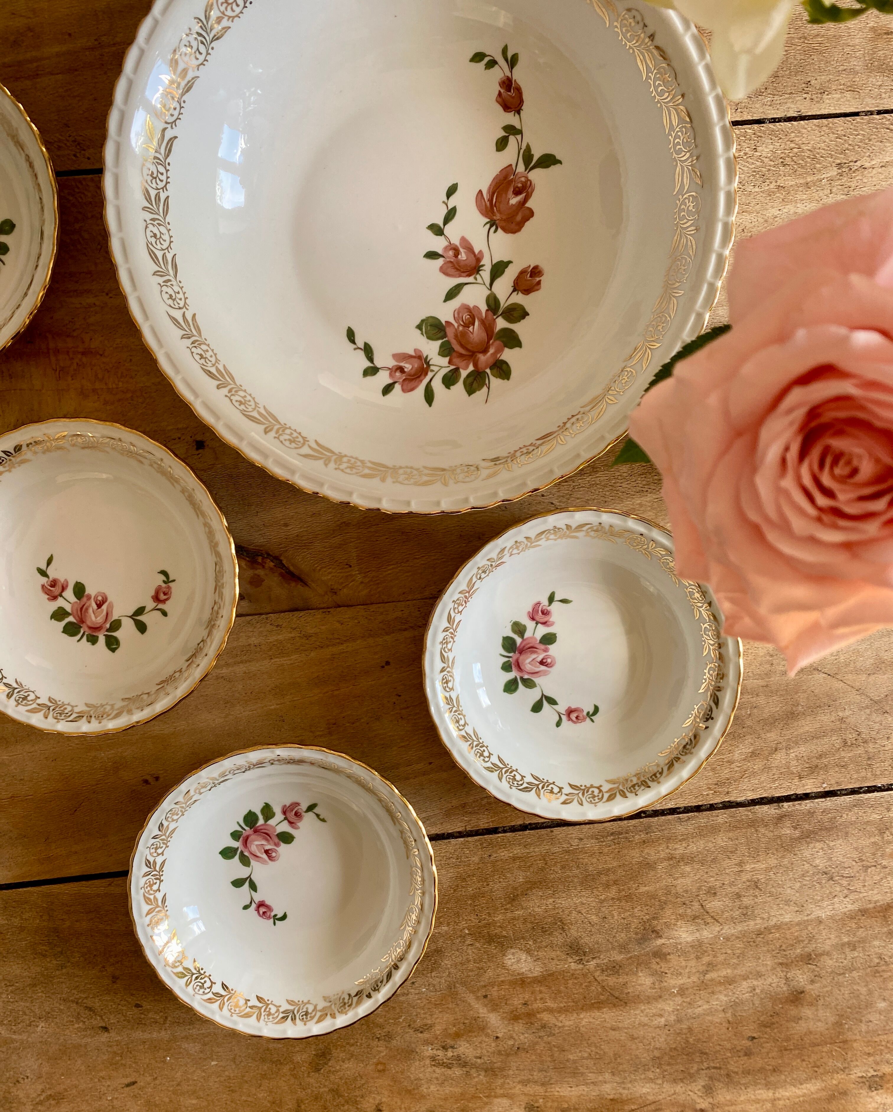 Dessert service or fruit salad in French porcelain