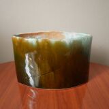 Contemporary design ceramic vase handcrafted organic pattern green tones khaki turquoise