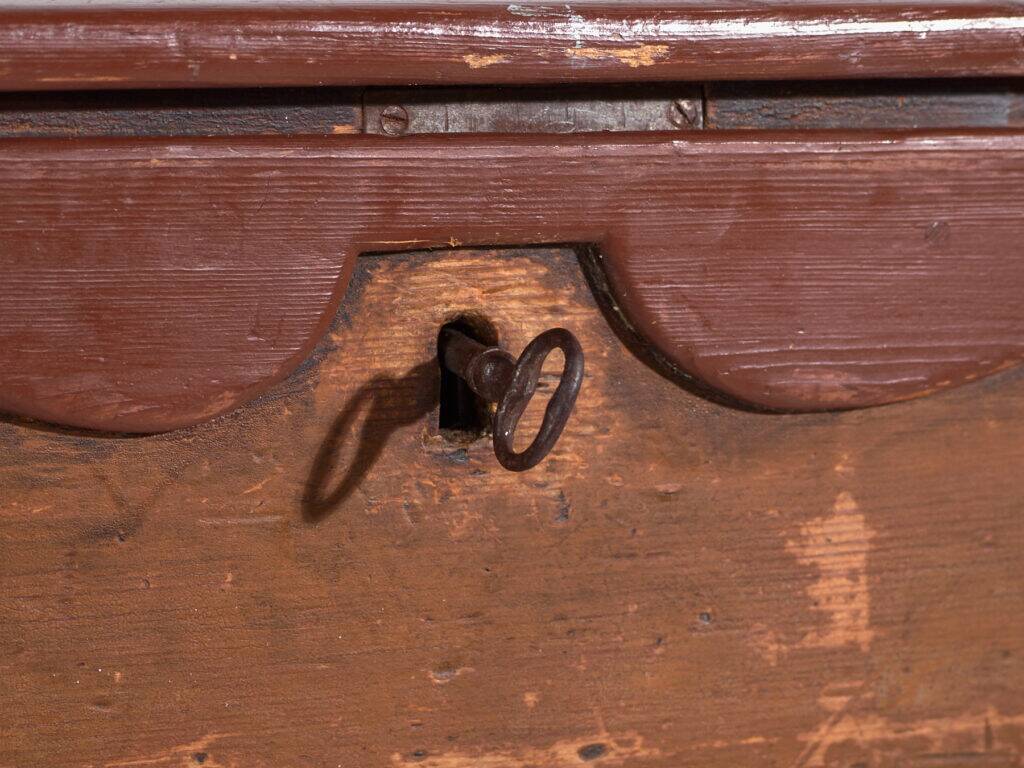 Commode secrétaire ancienne en pin – Bureau rustique européen à abattant – circa 1900