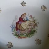 Diamond dish in Limoges porcelain decoration gallant scene