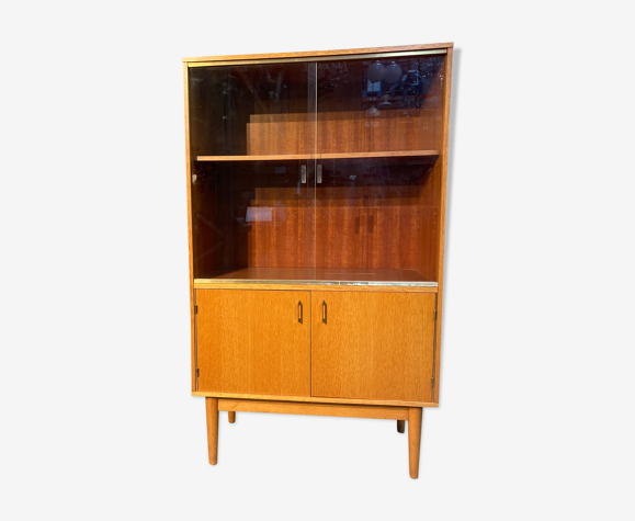 Meuble vitrine vintage en bois clair