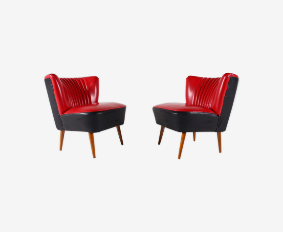 Pair of red and black faux leather cocktail heaters