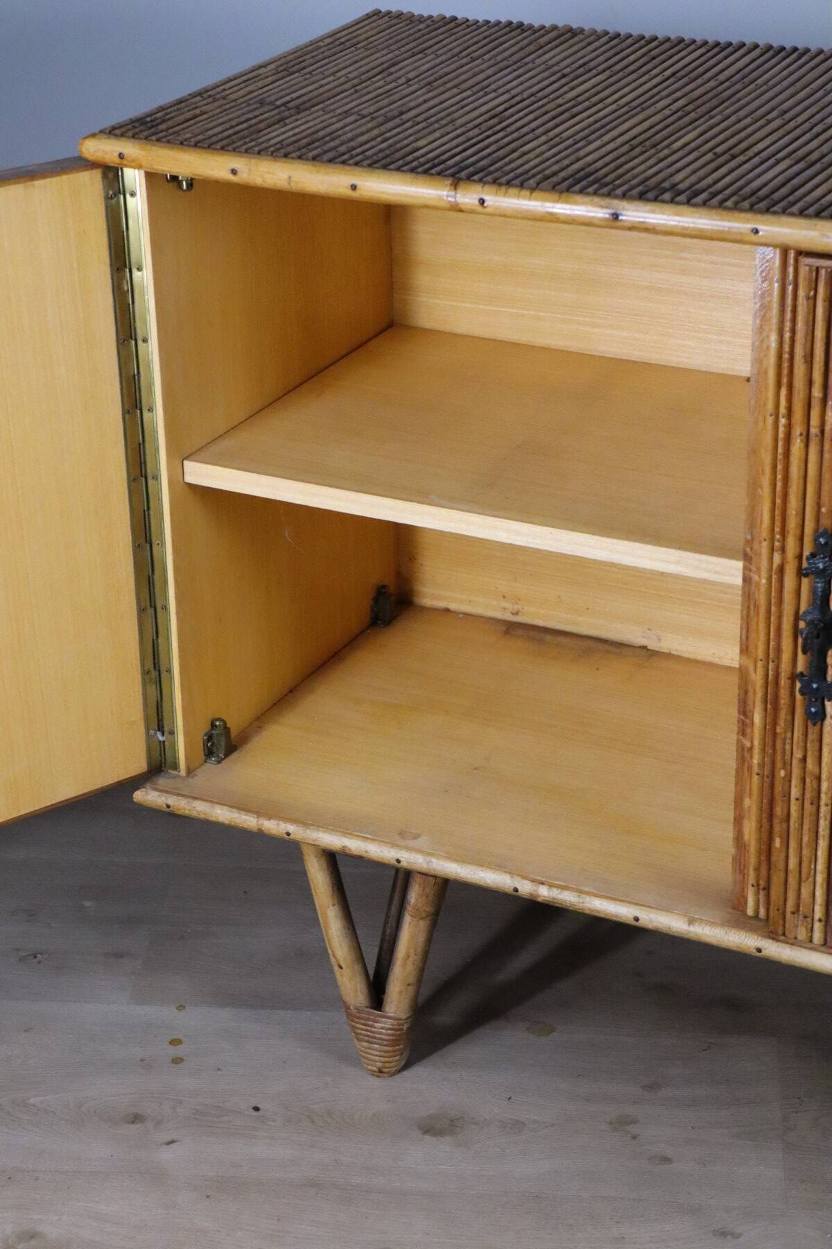 Vintage woven rattan sideboard - 1960