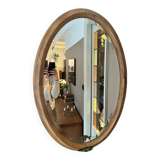 Miroir ovale en bois de pin
