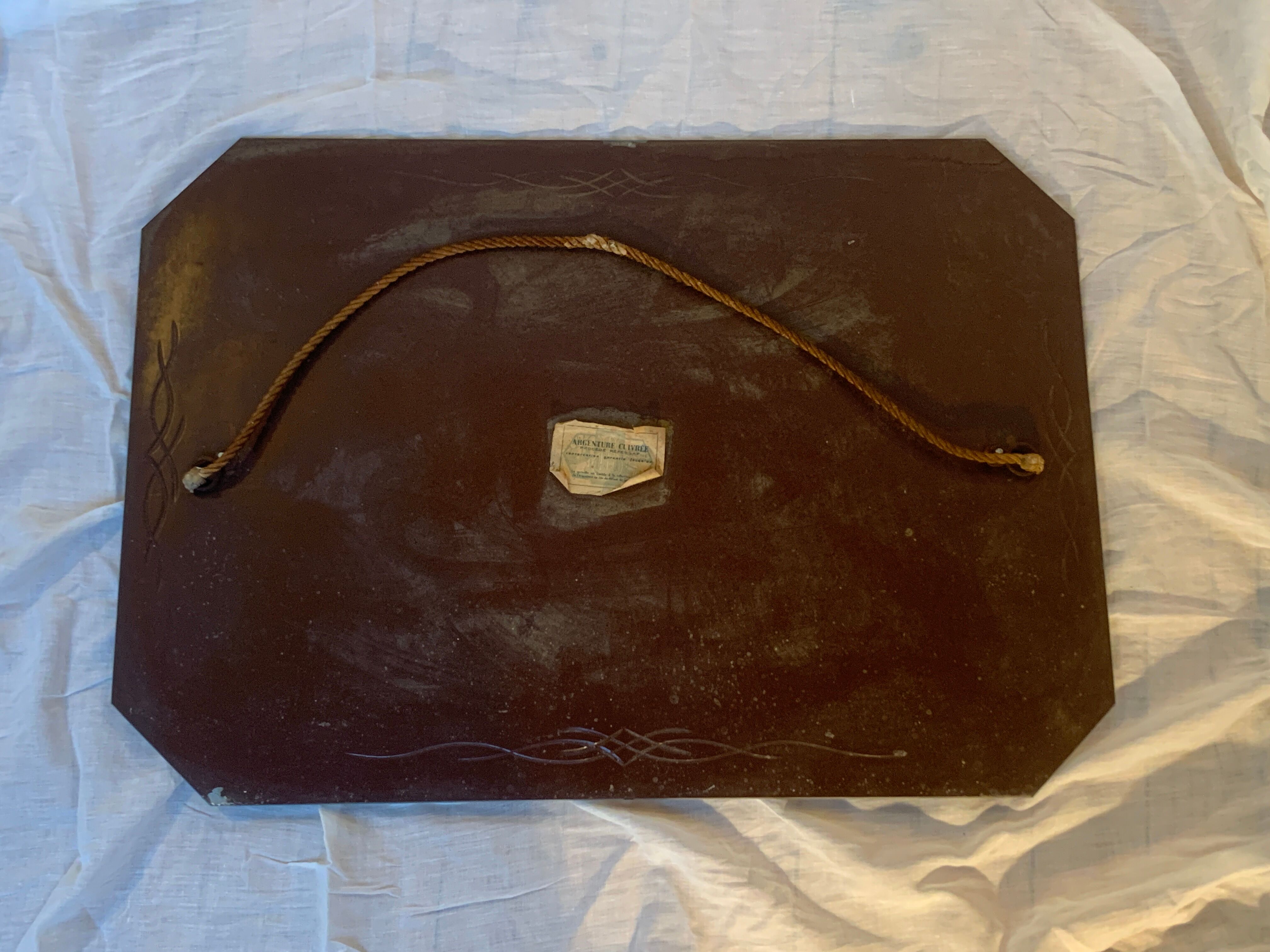 Miroir biseauté gravé