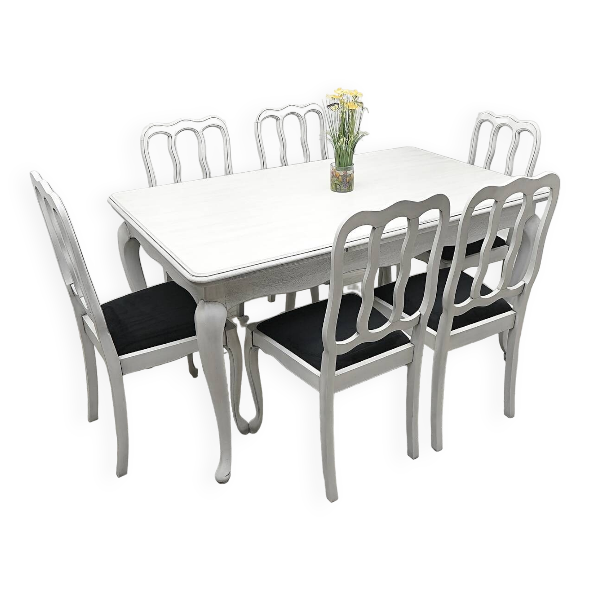 Stylish Ludwik table + 6 chairs. After professional renovation.