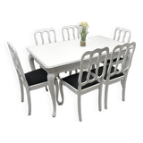 Stylish Ludwik table + 6 chairs. After professional renovation.