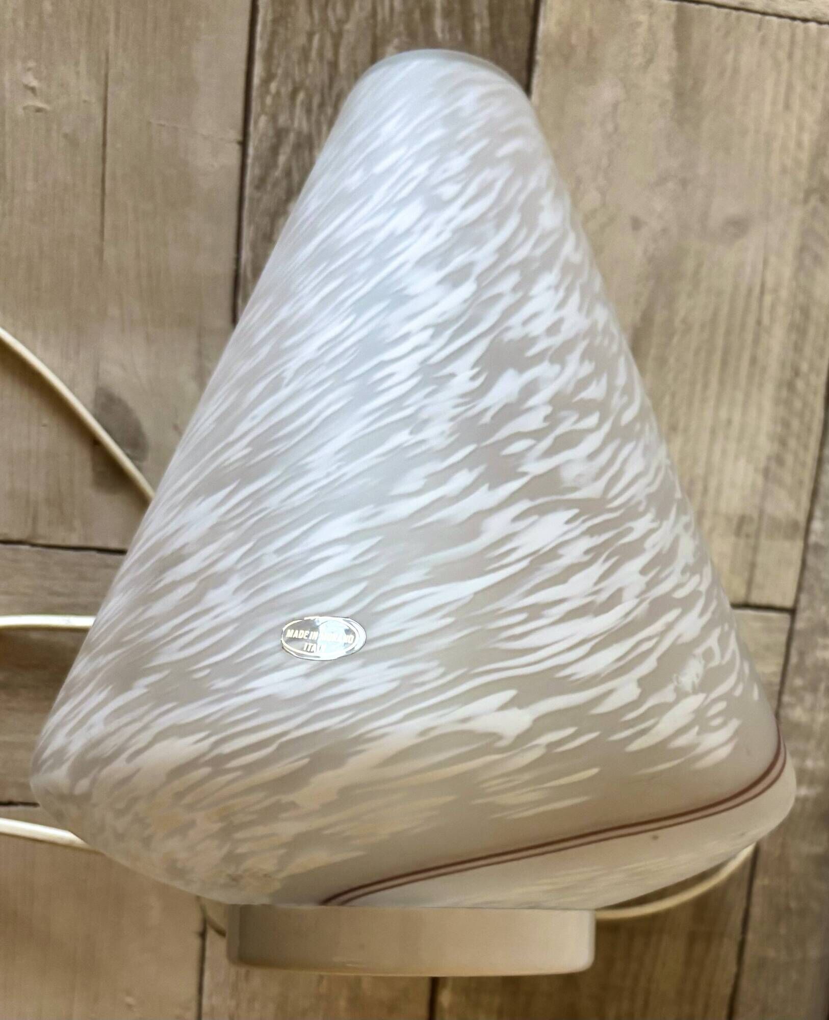 Vintage Murano Swirl Cone Lamp - Original Label - 1970s