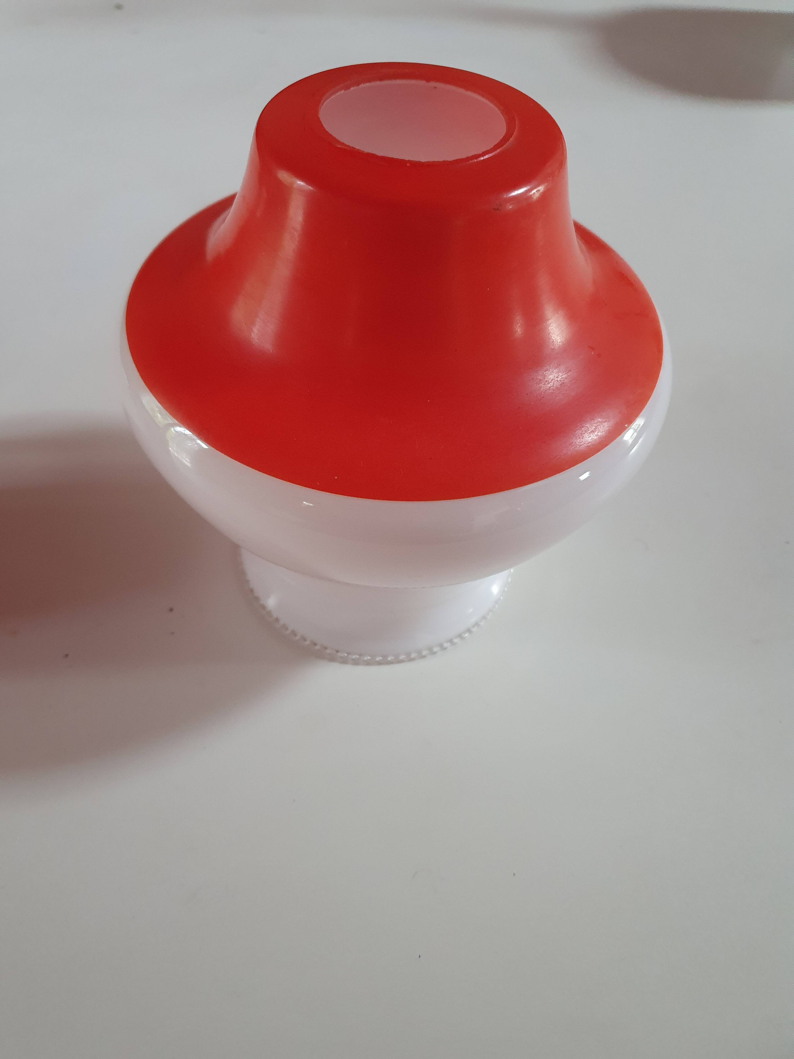 globe suspension light fixture vintage year 70 opaline orange and white