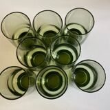 Set de 8 verres gobelets 1960 en verre vert