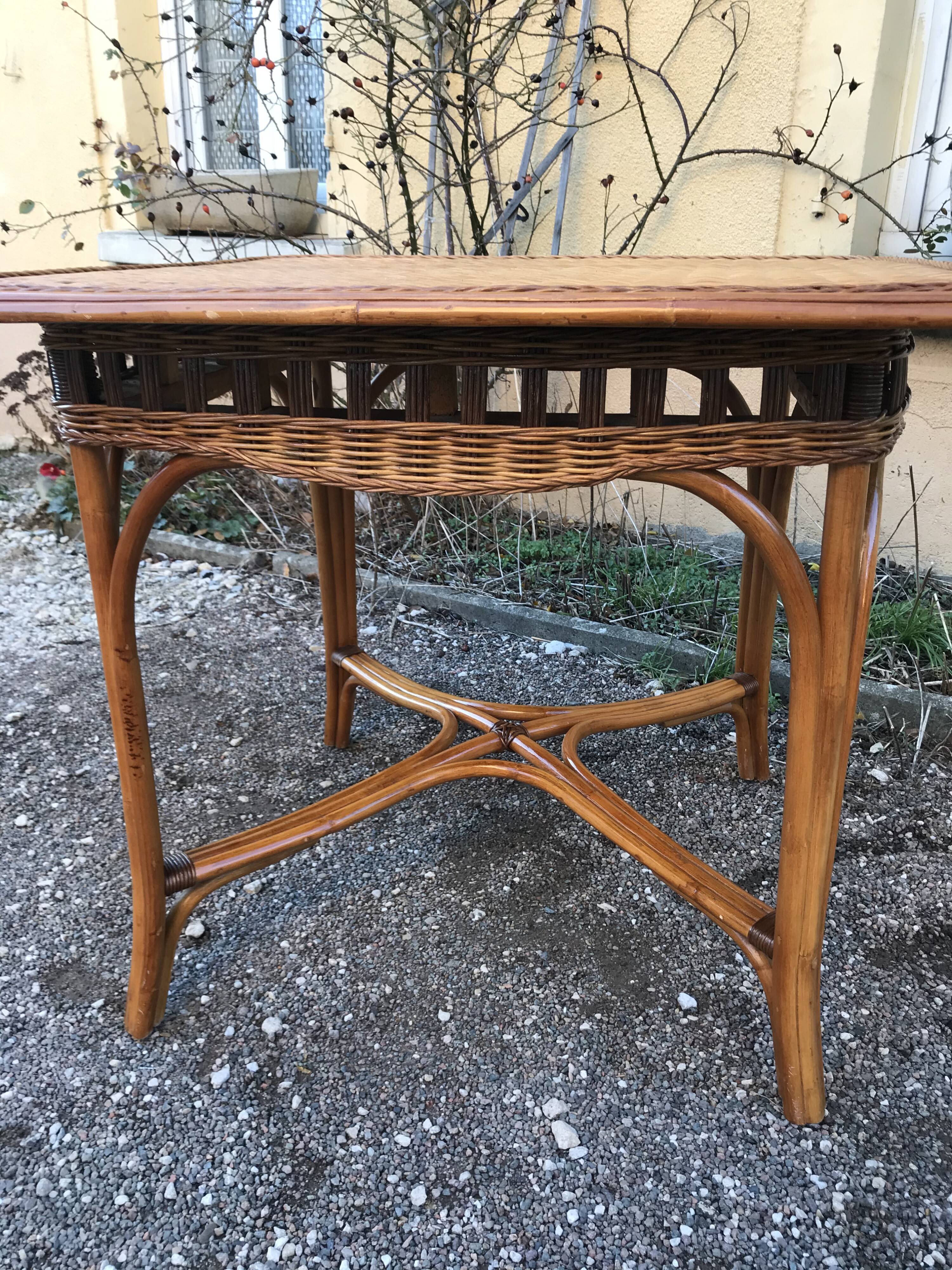 Vintage rattan table