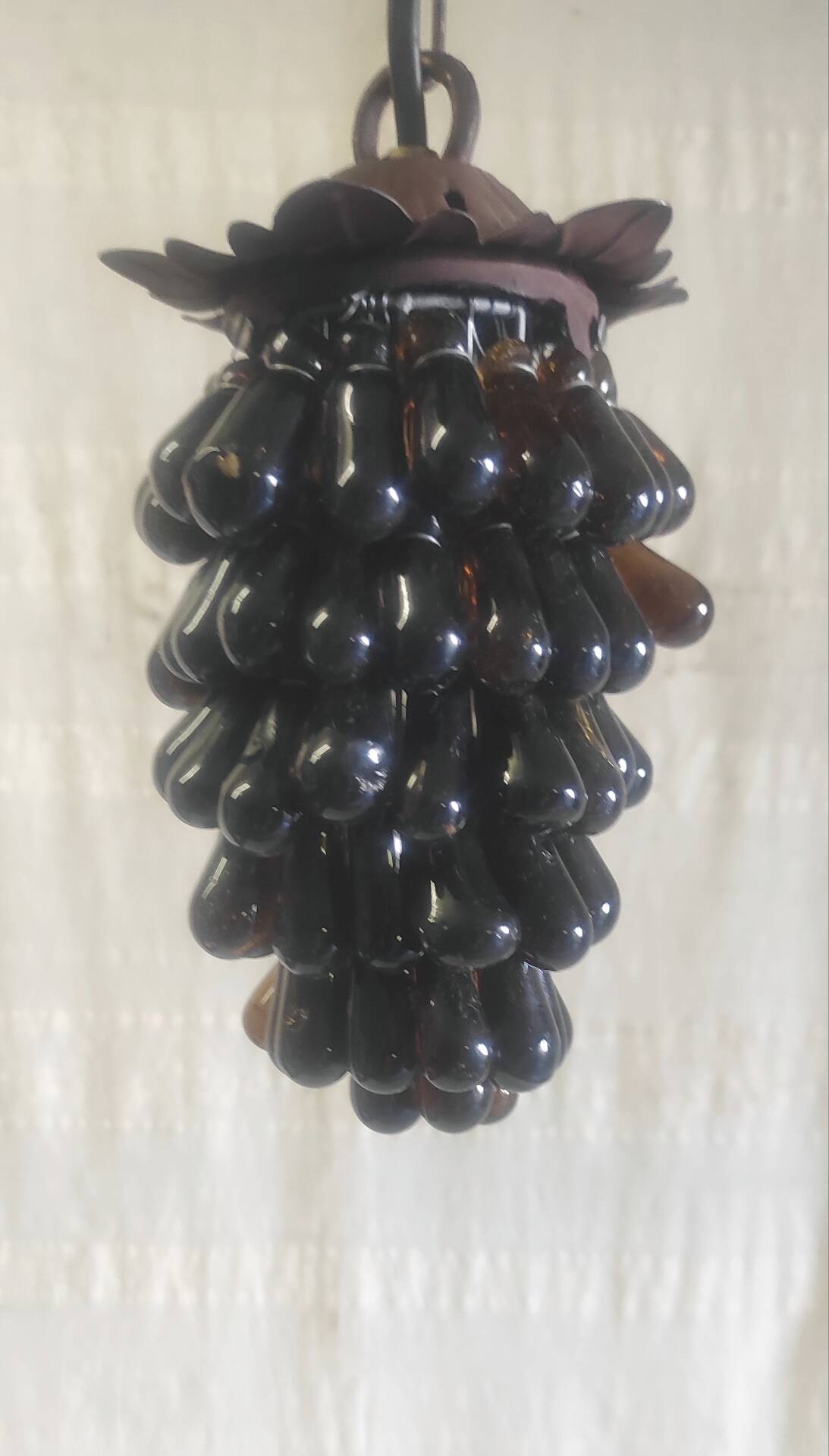Amber Murano glass cluster pendant - mid 20th century