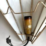 Pair of fan-shaped wall lights in glass paste and brass.