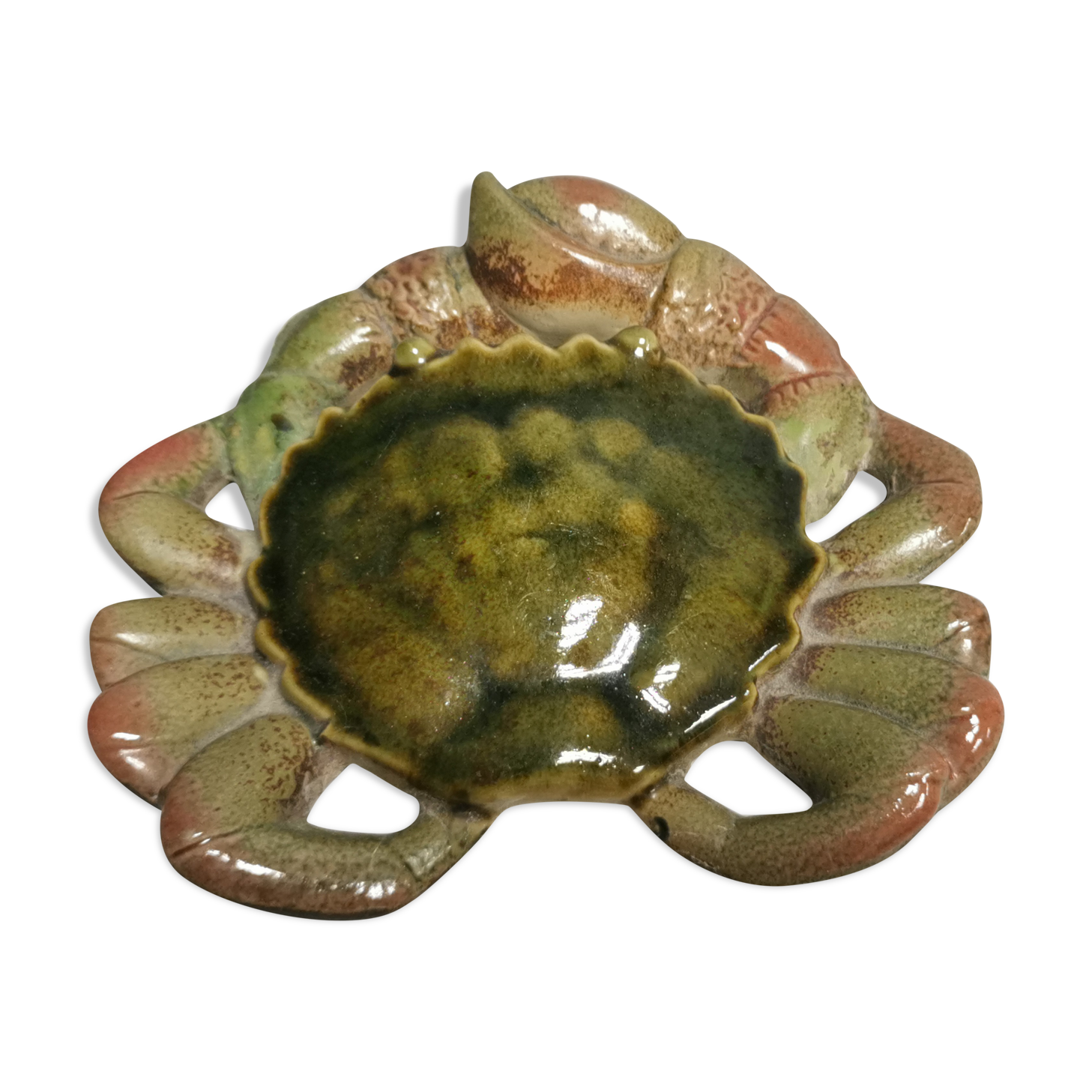 Painted ceramic crab , vintage wall decoration