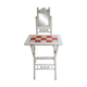 Small antique folding wooden dressing table with tiles and a mercury mirror.
