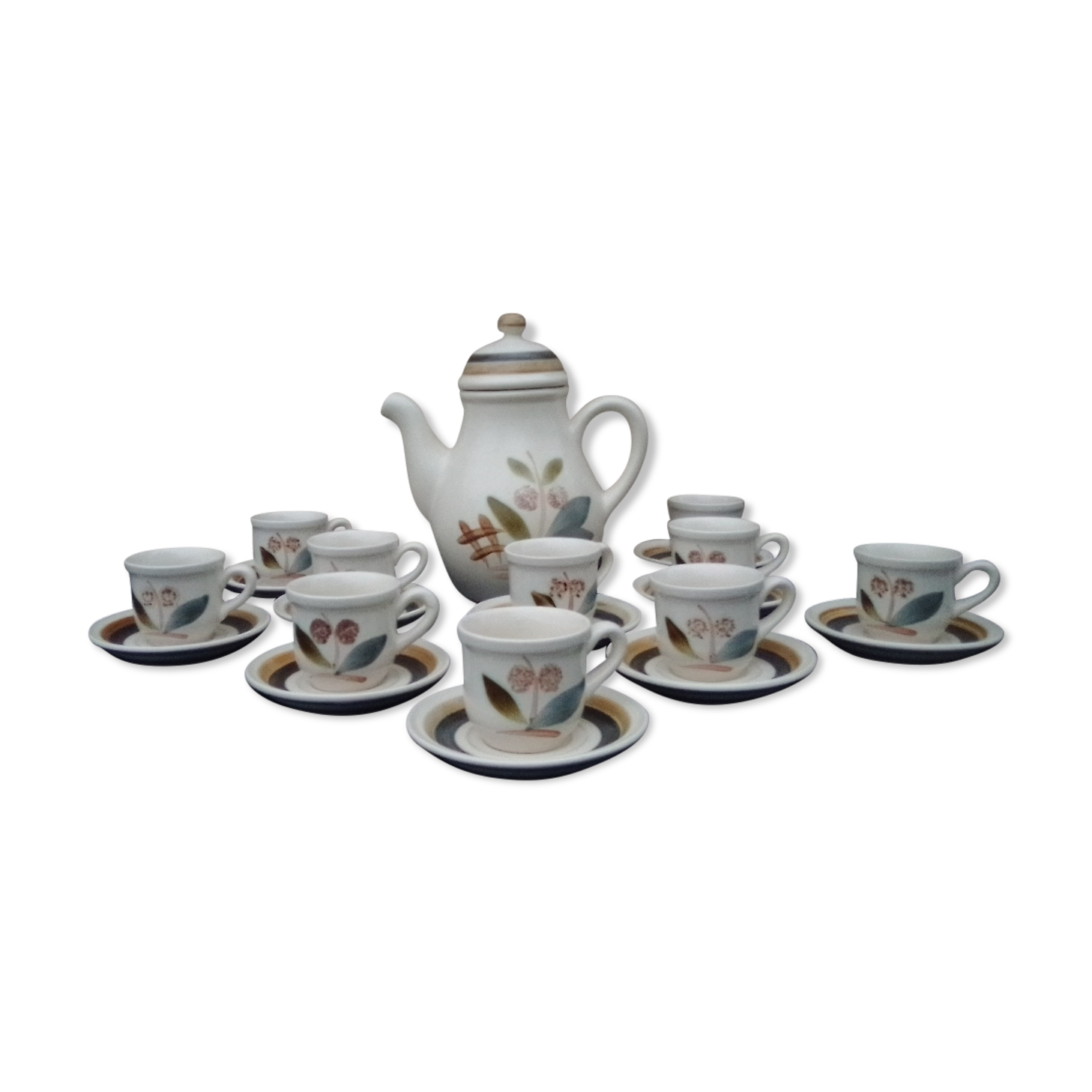 Gien sandstone coffee set coffee maker and 10 cups