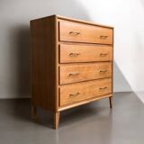 Vintage chest of drawers with compass feet, oak, original patina, 1950s