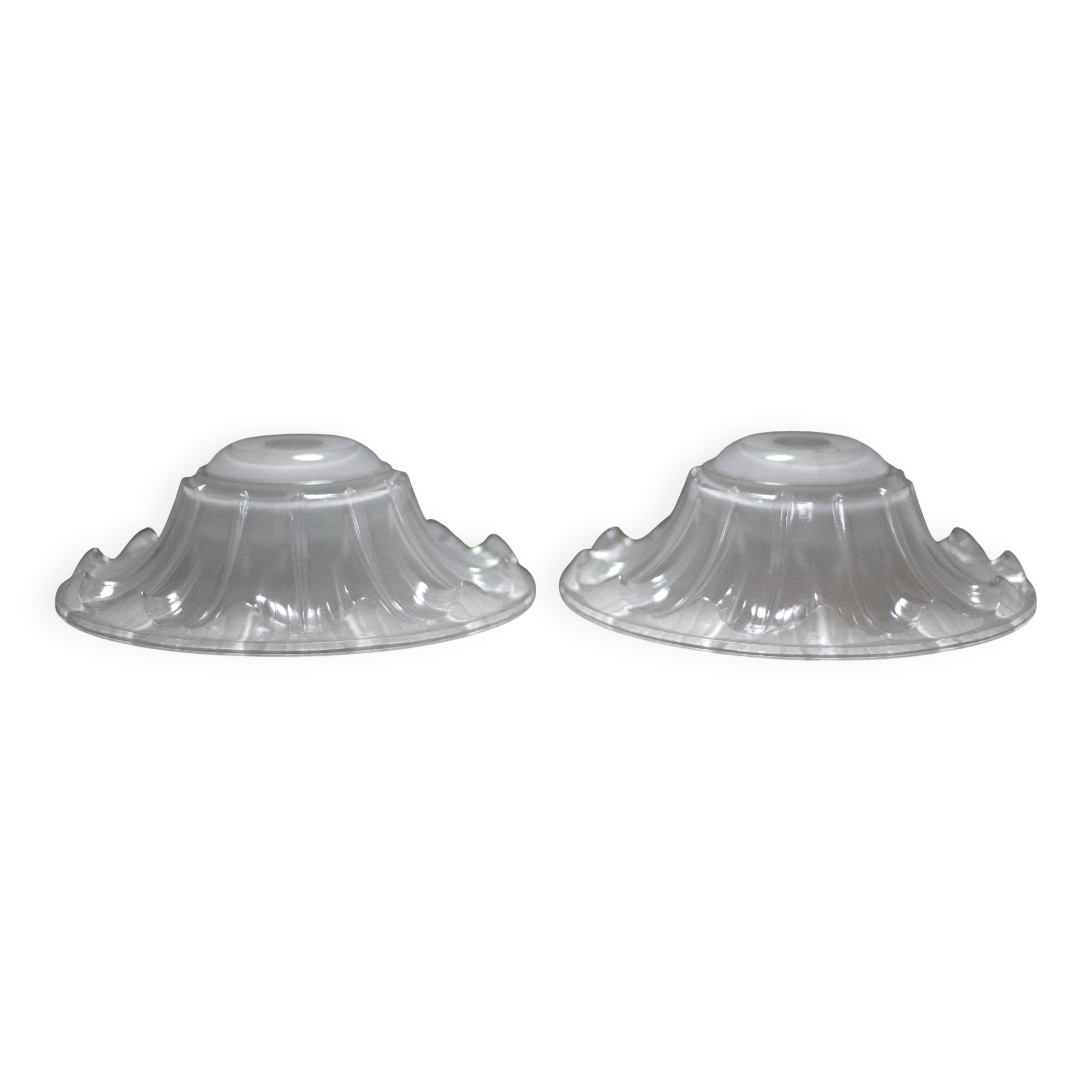 Pair of glass lampshades, glass bowl for suspension, globe for chandelier.