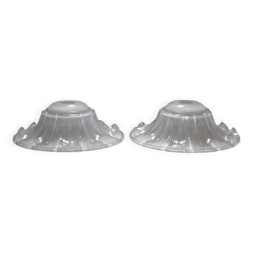 Pair of glass lampshades, glass bowl for suspension, globe for chandelier.