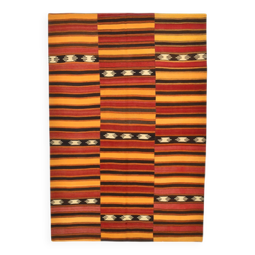 Red & Orange Ethnic Turkish Kilim Rug, 173x225Cm