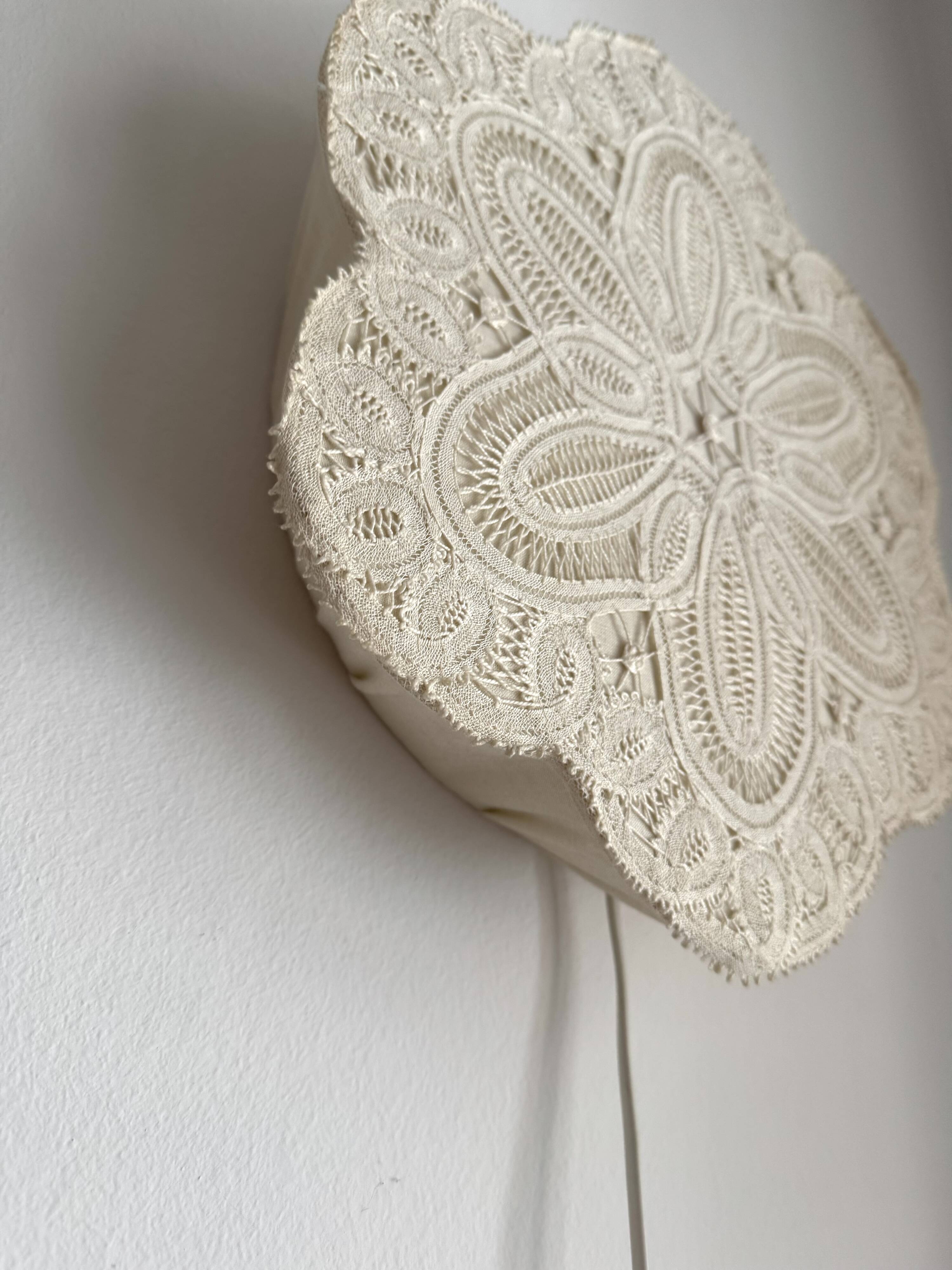Textile Plafond /ceiling lamp, swedish modern, crochet, Flower shaped, 1940