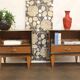 Pair of vintage bedside tables in oak veneer, 1960