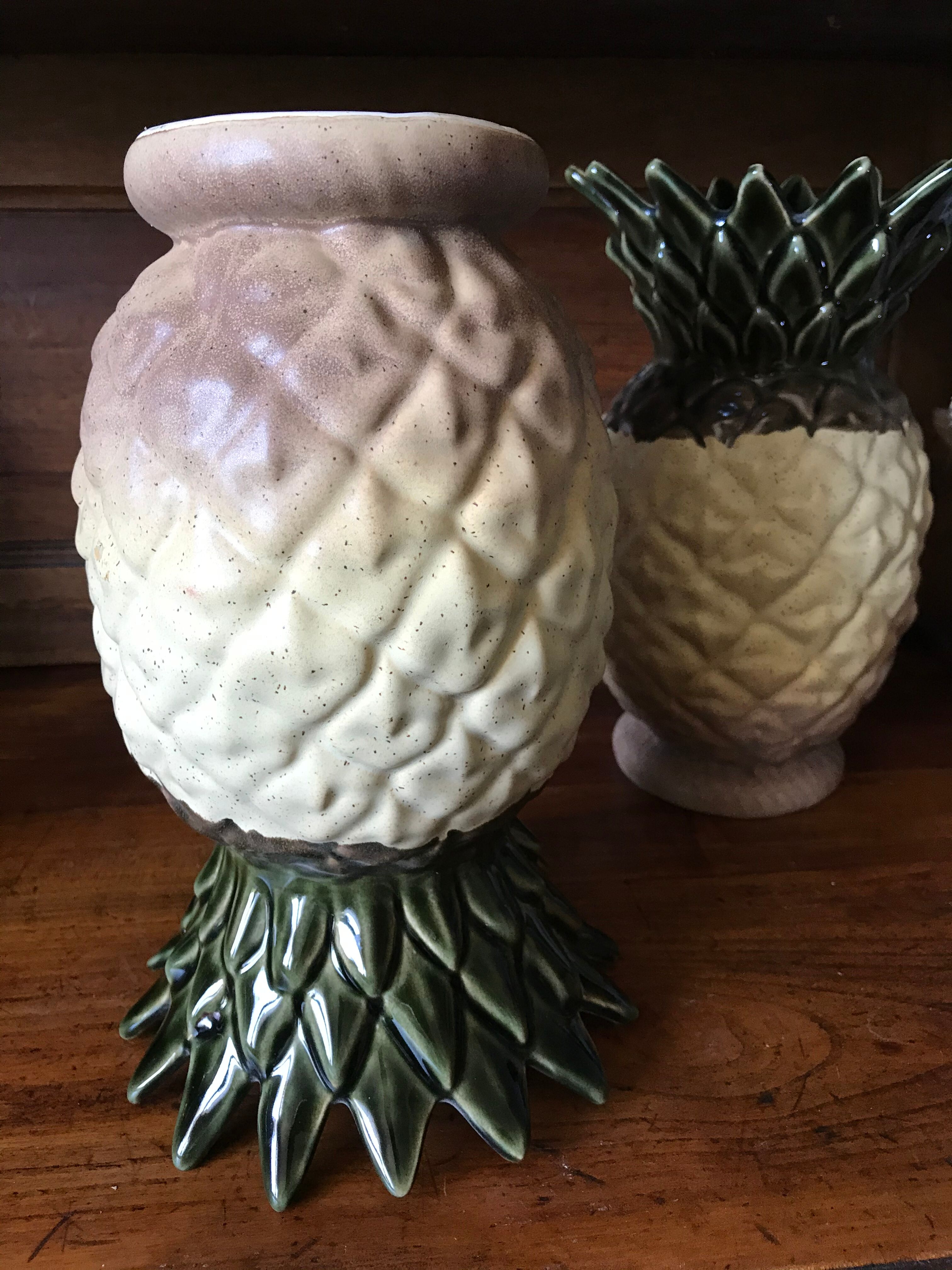 Pair of Rhoda stoneware pineapple vases