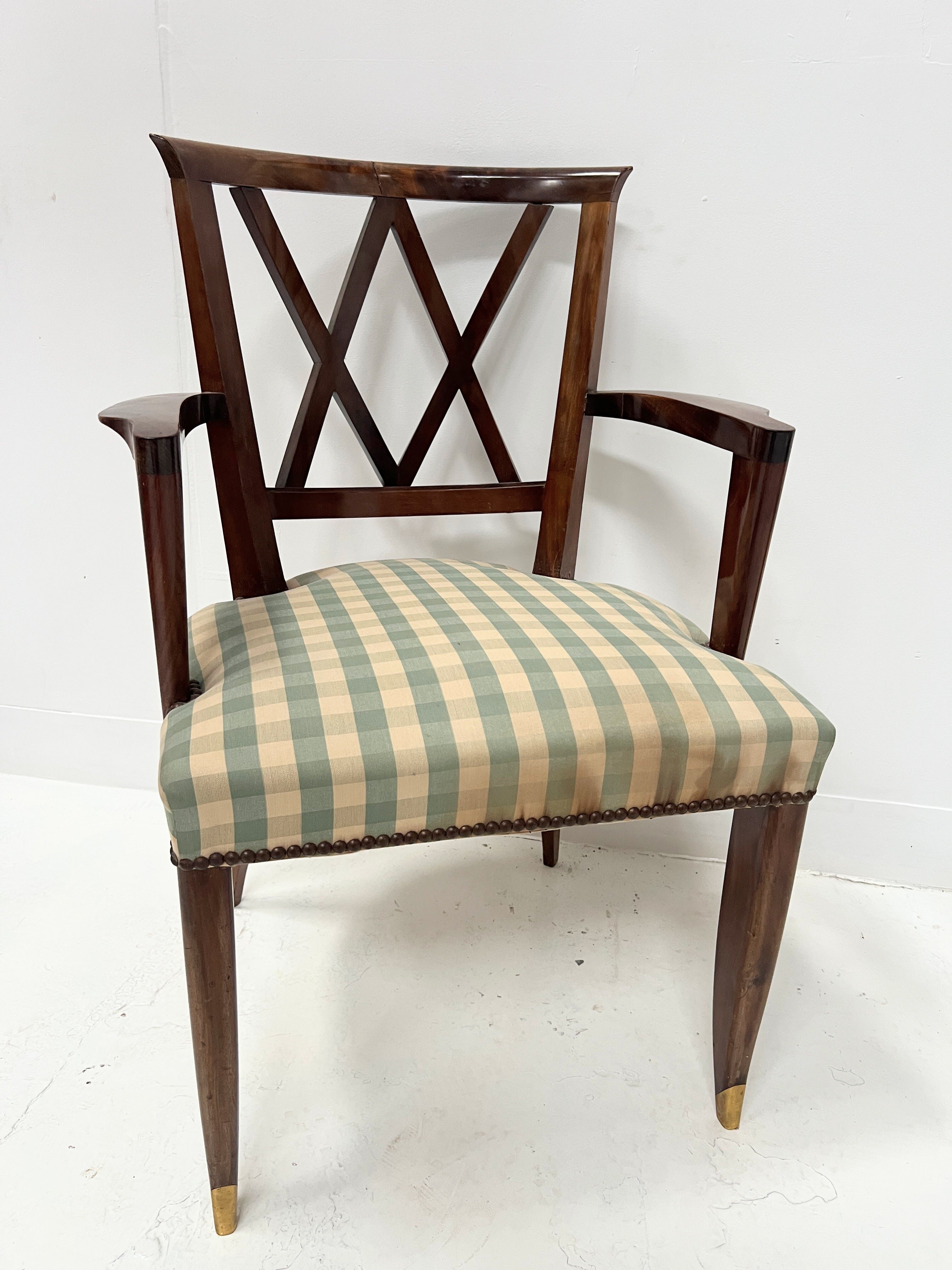 Art Deco office chair in solid mahogany, 20th century.