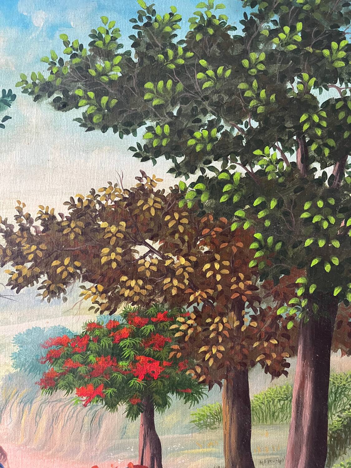 Soldiers and horses lost in the forest, signed