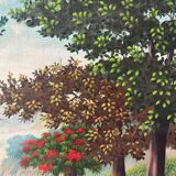 Soldiers and horses lost in the forest, signed