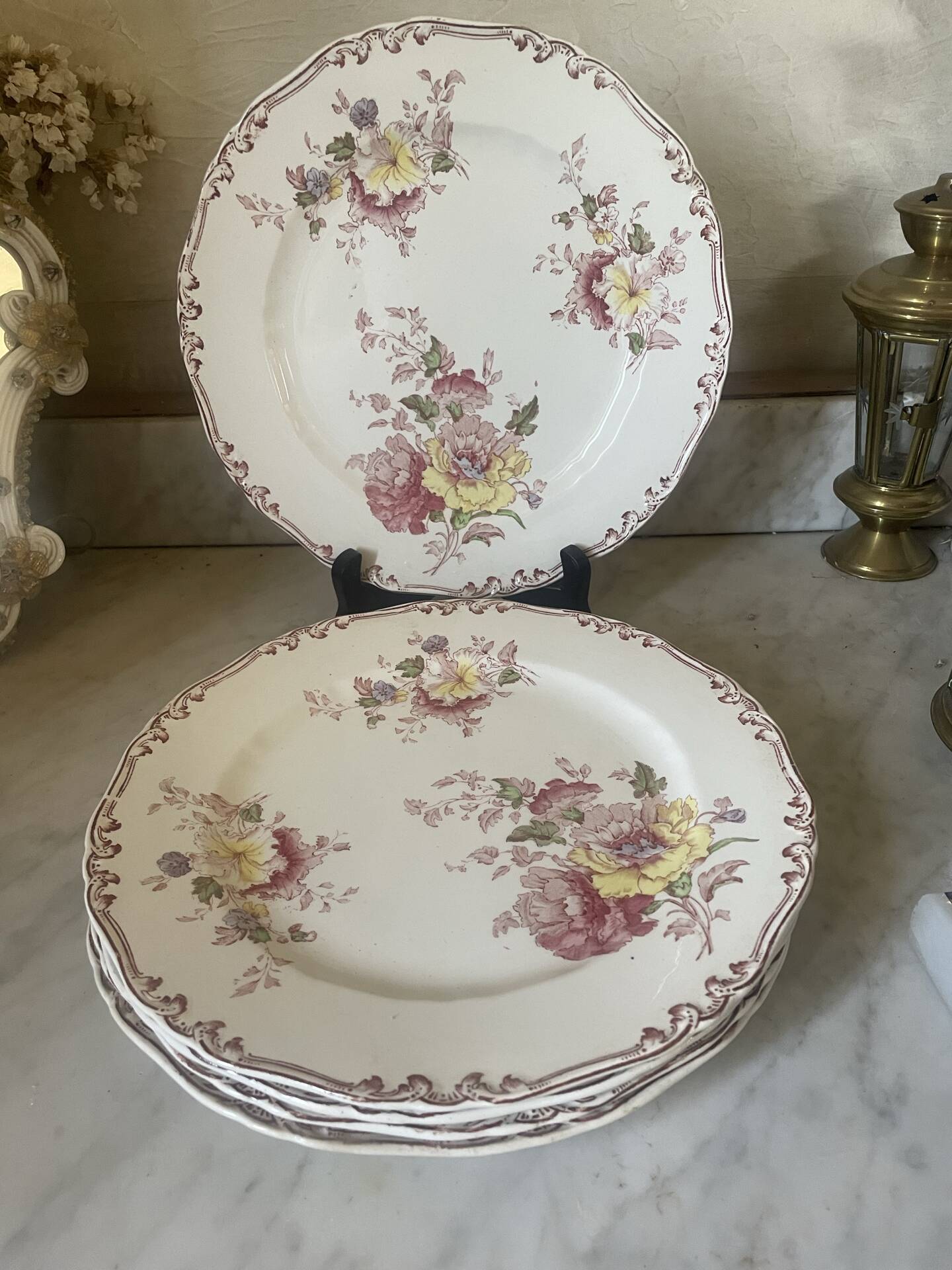Set of five old flat plates Bisto England Model Anson Sp