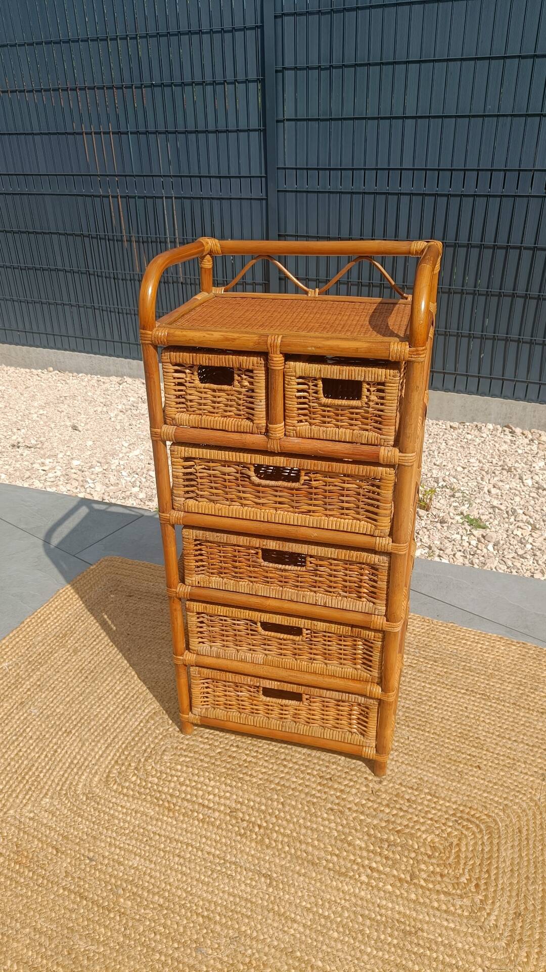 Chiffonnier commode en rotin