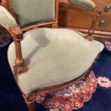 18th century Louis XVI green velvet cabriolet armchair