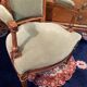 Fauteuil cabriolet velours vert d'époque XVIIIe Louis XVI