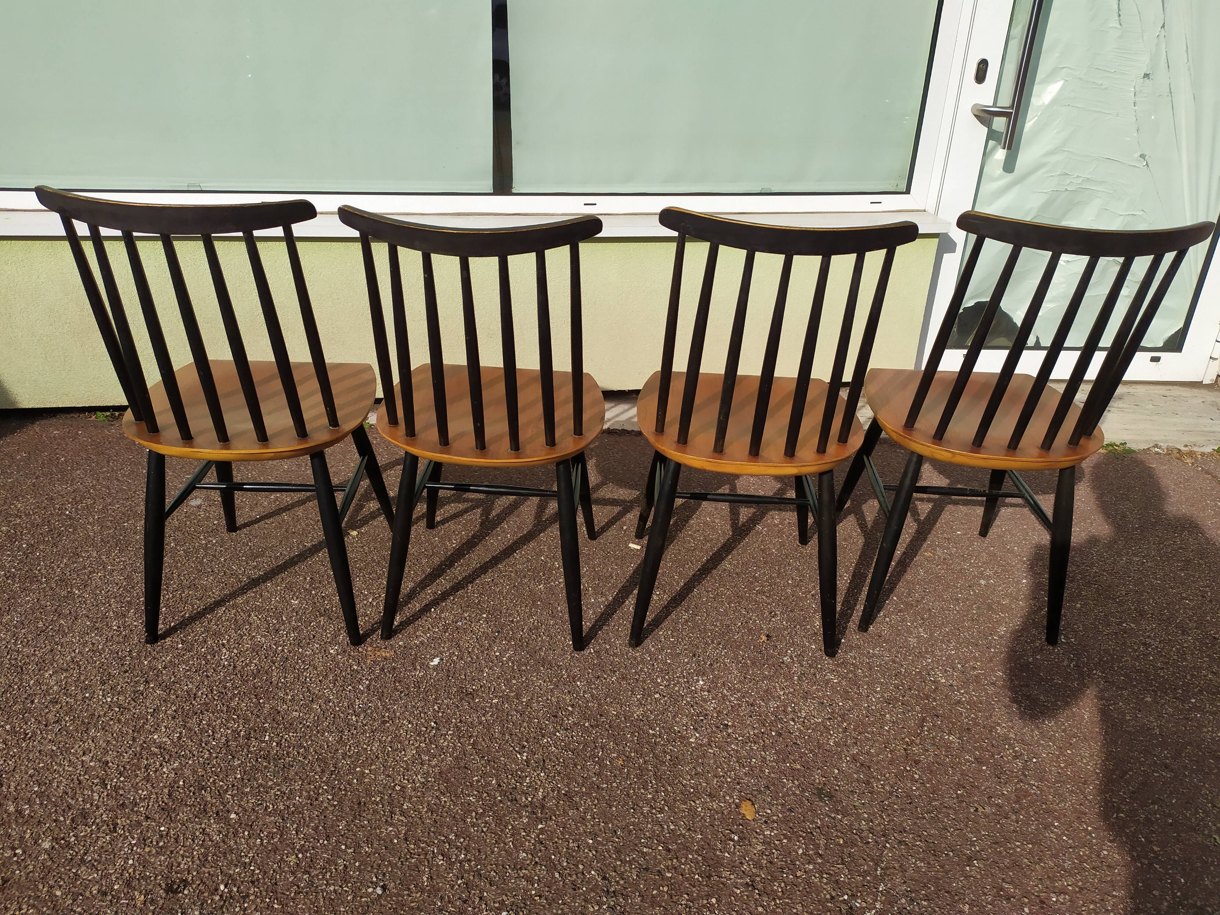 Set of 4 Scandinavian Chairs Fanett by Ilmari Tapiovaara, 60s