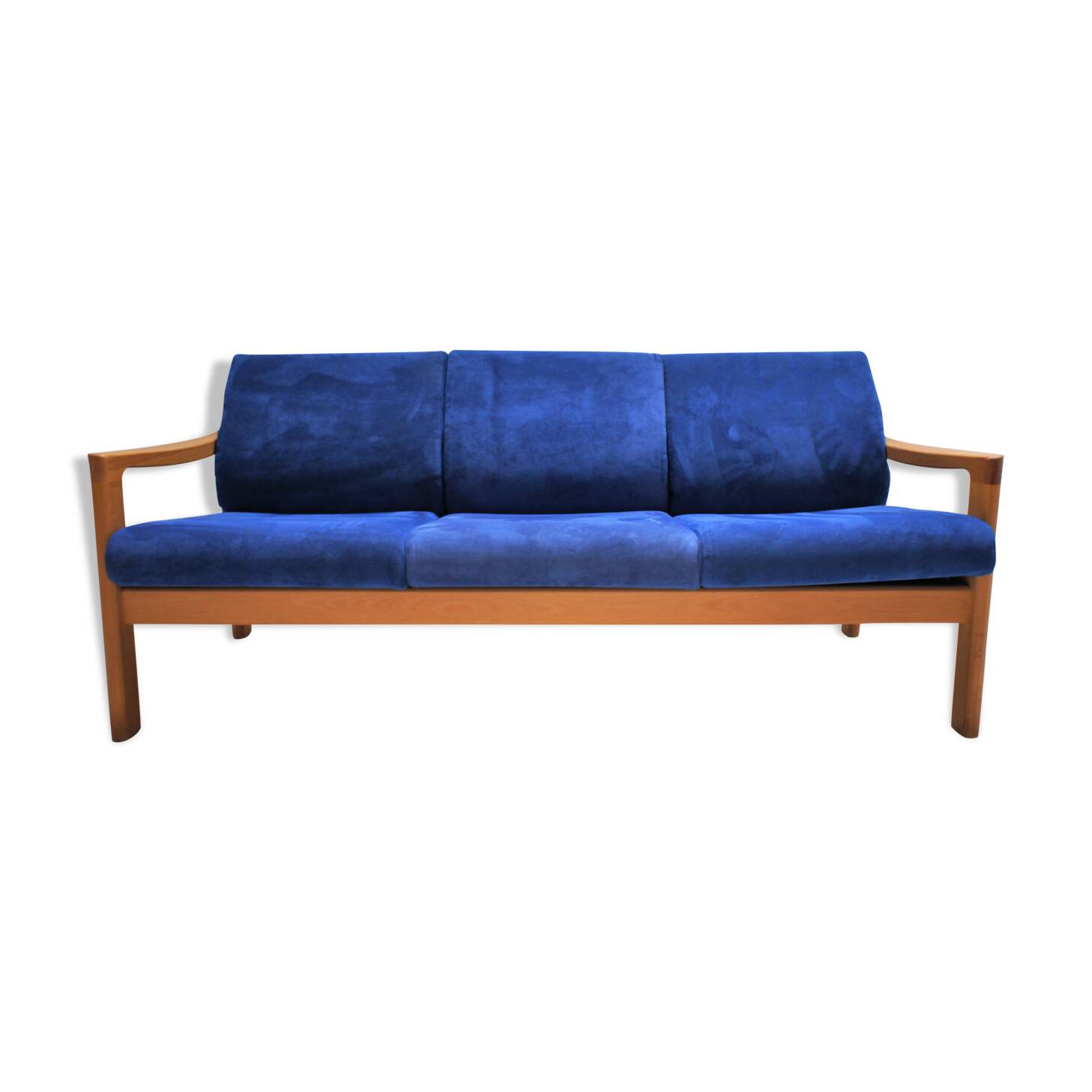 Scandinavian 3-seater sofa in natural wood and CFC Silkeborg fabric Denmark